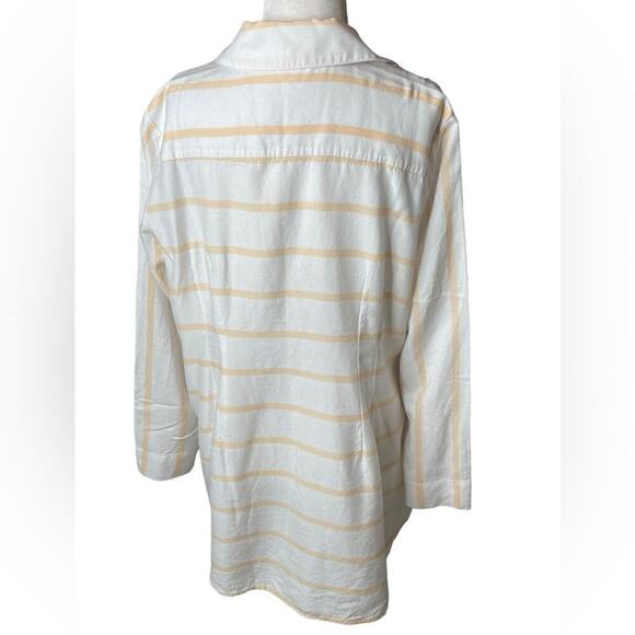 Soft Surroundings Long Sleeve Button Up Blouse Collared White & Yellow Stripes L - Picture 6 of 12